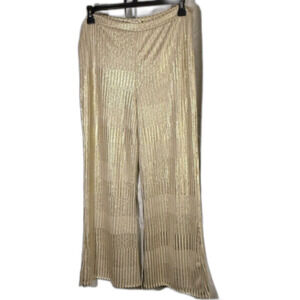 Allysse cream and gold lurex Shimmer size XL poly and spandex wide leg palazzo